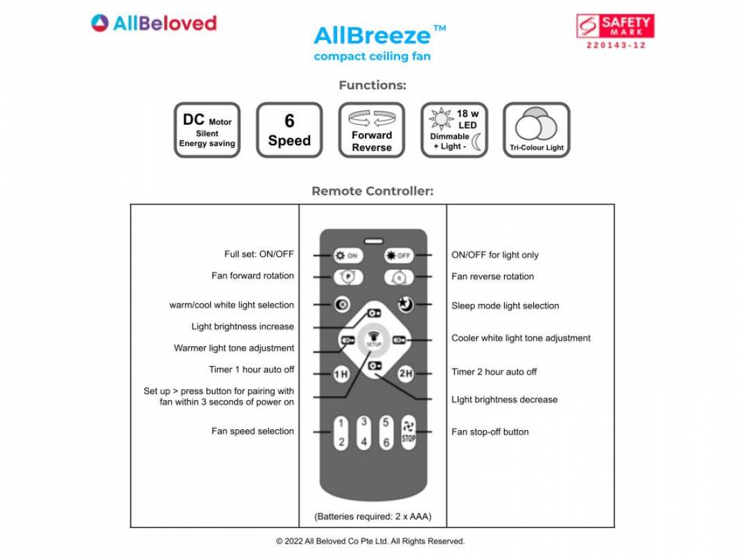 AllBreeze™ Compact Ceiling Fan